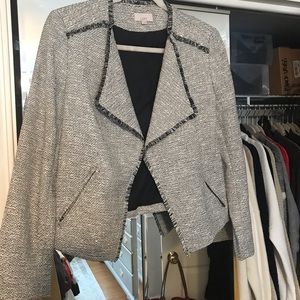 Loft Blazer - Black/White Fringe Detail